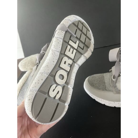 Sorel Grey Felt Sherpa Lining Short Winter Boot Women’s 6.5 Lace Up - Picture 8 of 12